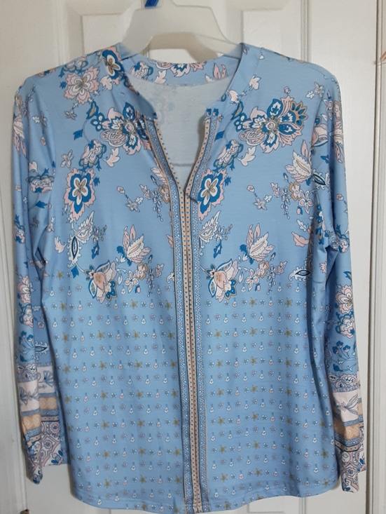 micoson Tops - Micoson Light Blue Long Sleeve Tunic